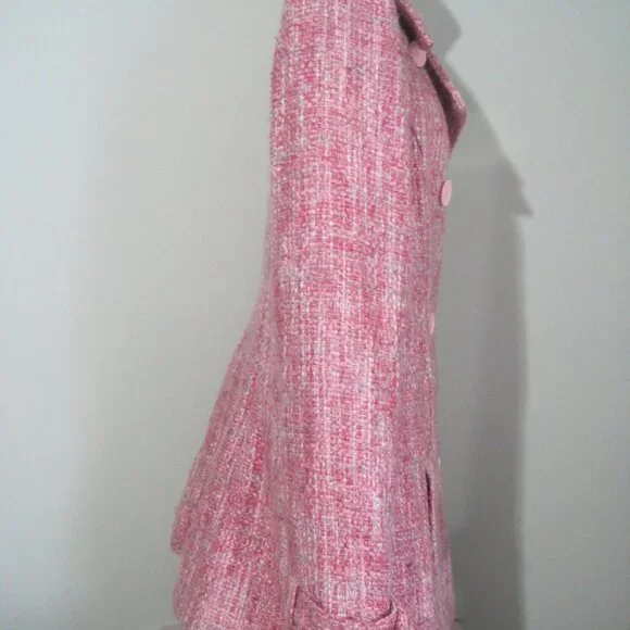 Guess Pink Women’s Knit Nylon Acrylic Cotton Button Mid-Length Coat Size Large - Picture 6 of 10